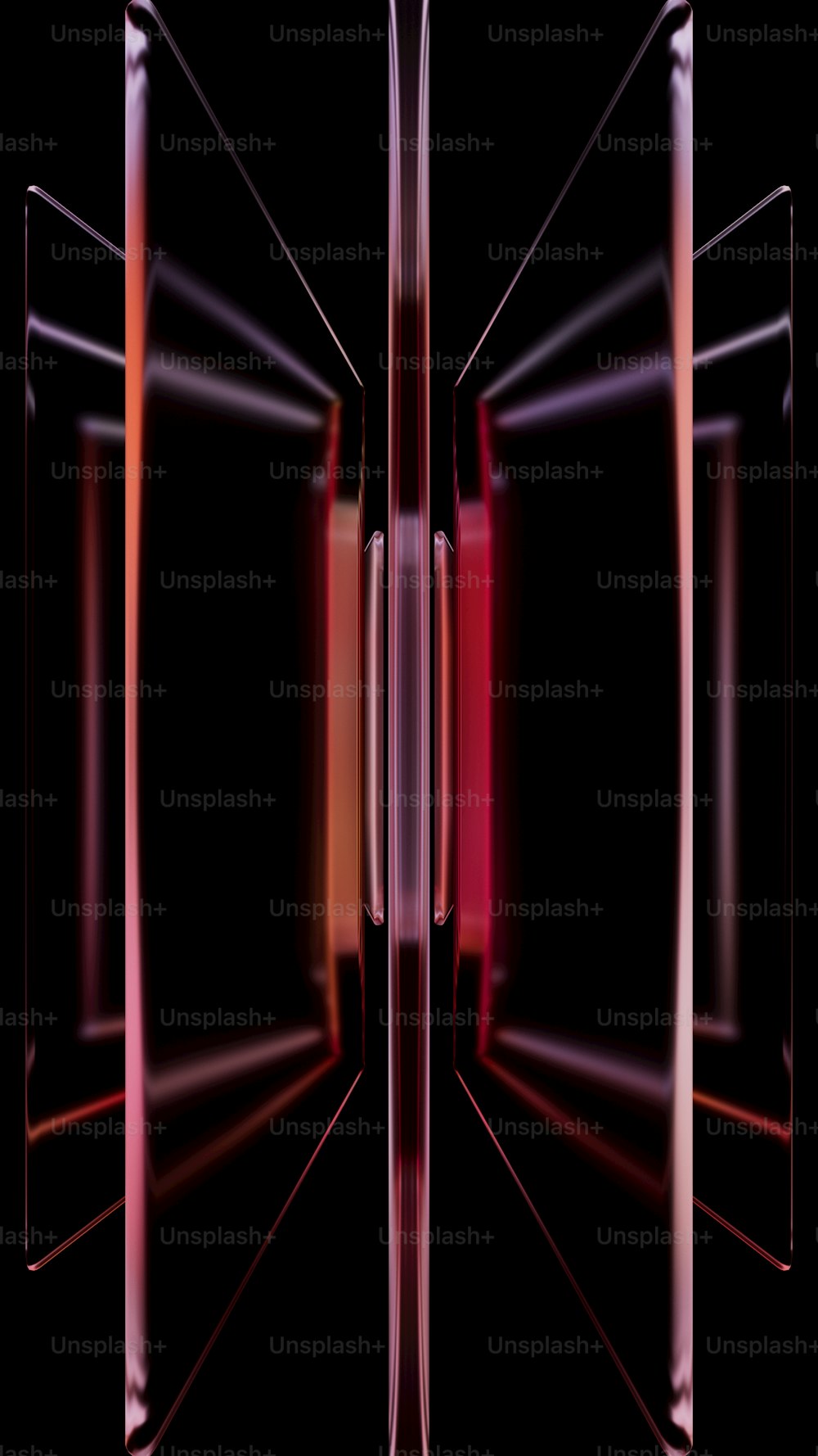 a black background with a red and orange design