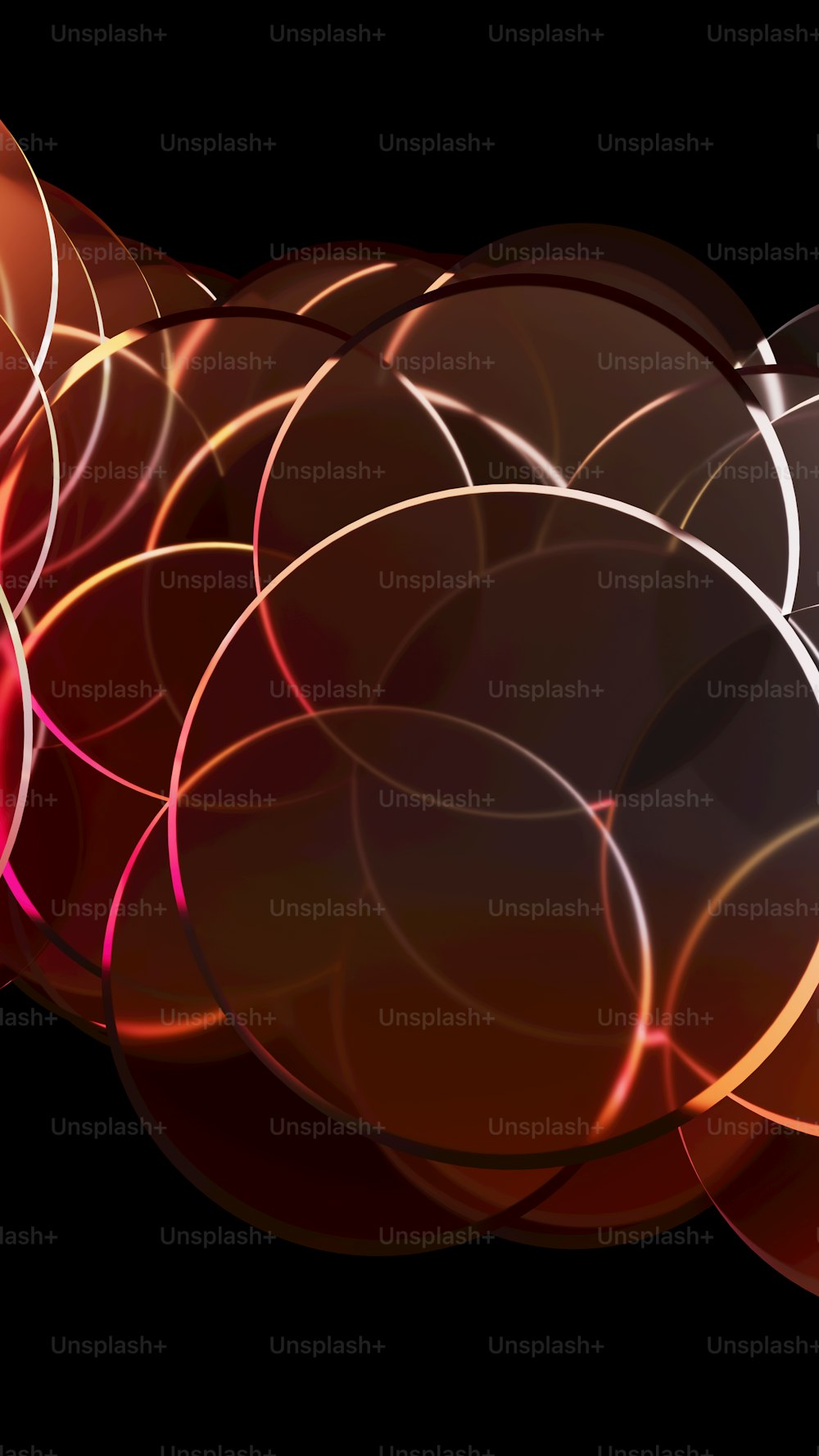 a bunch of shiny circles on a black background