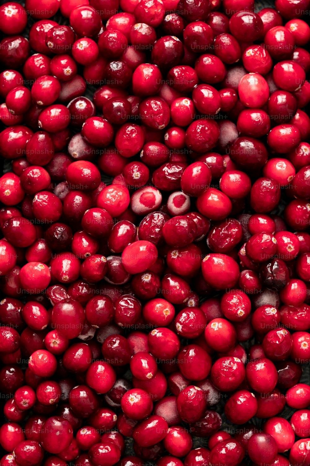 a pile of cranberries sitting next to each other