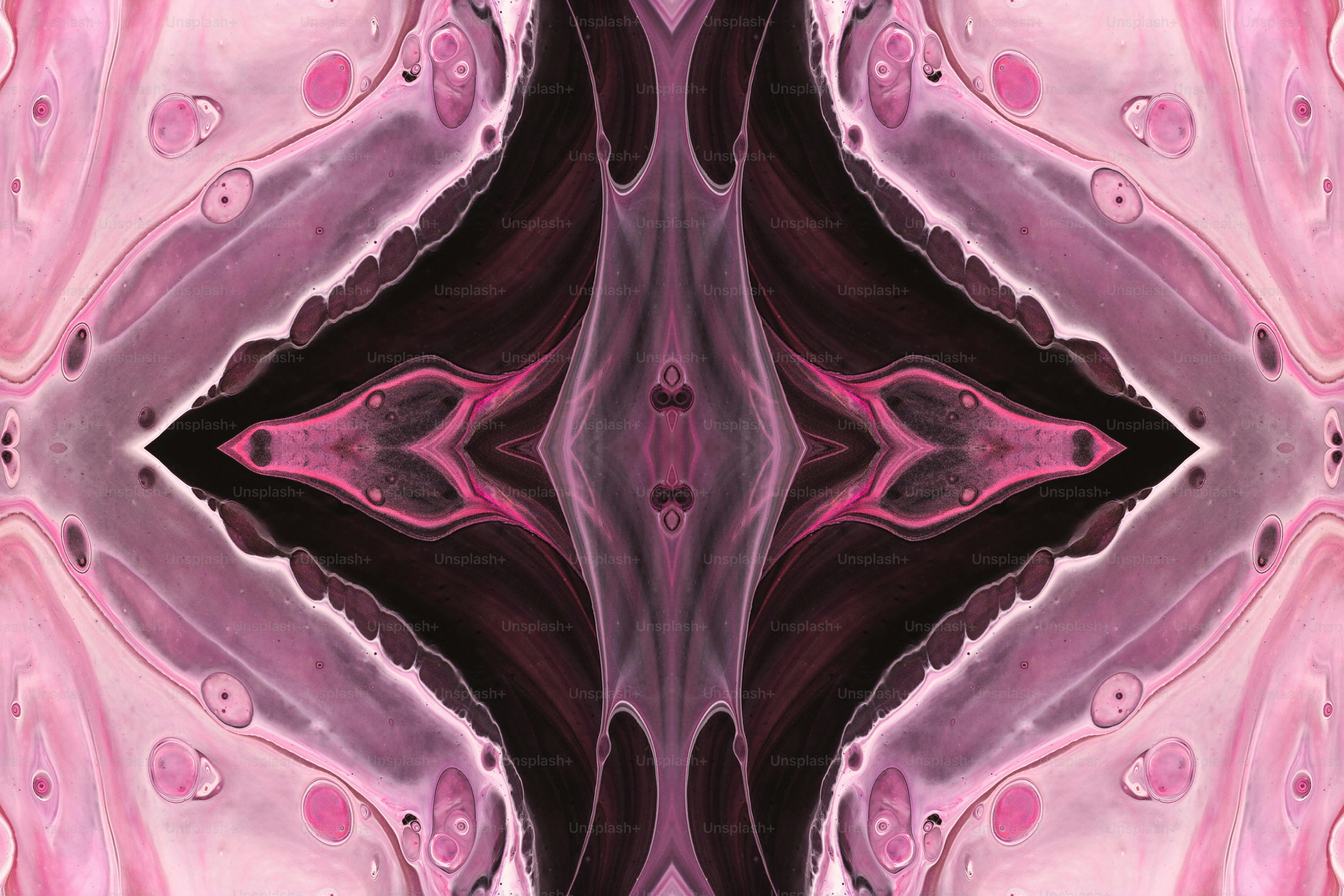 Un diseño abstracto rosa y negro con un centro rosa