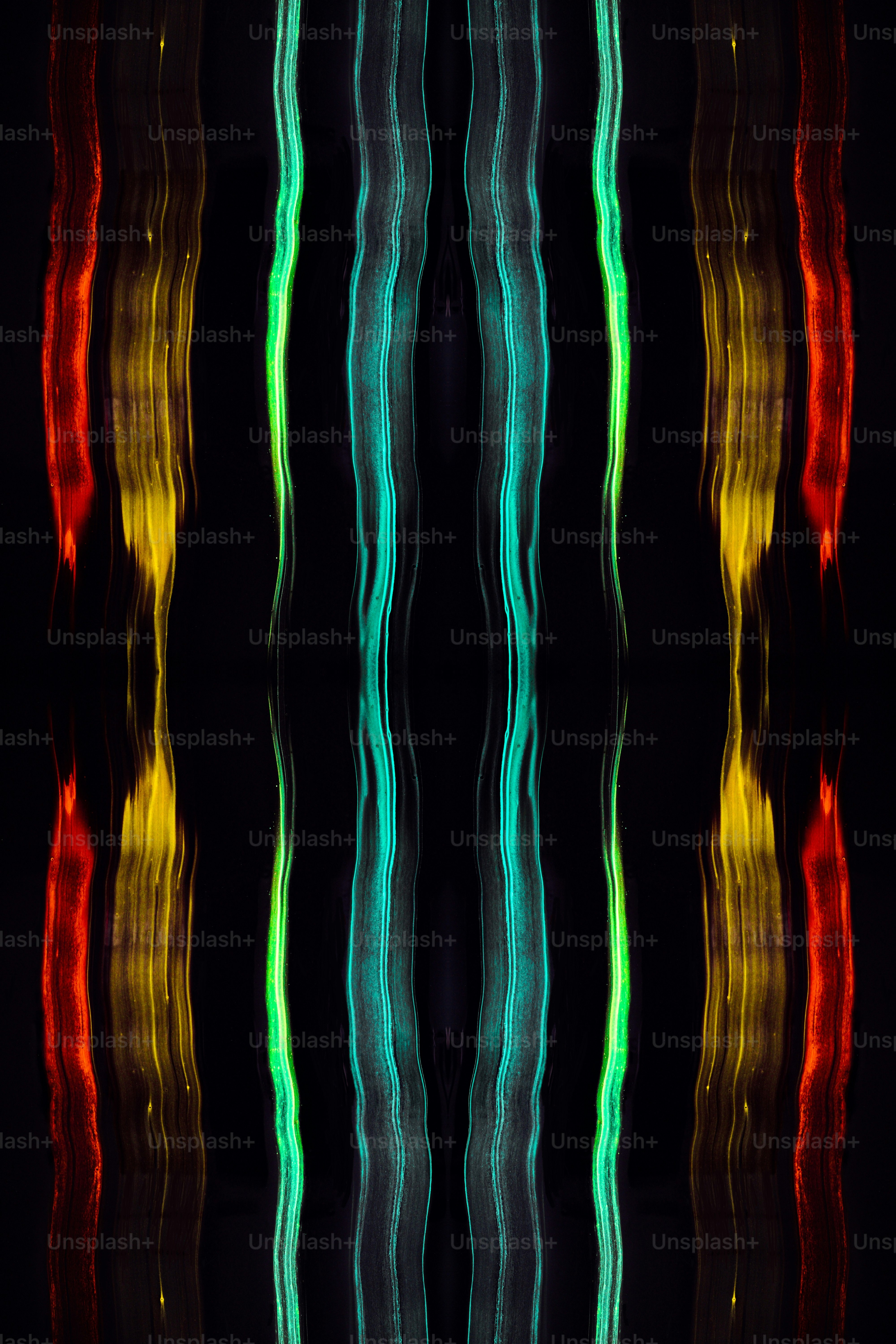 a black background with multicolored wavy lines