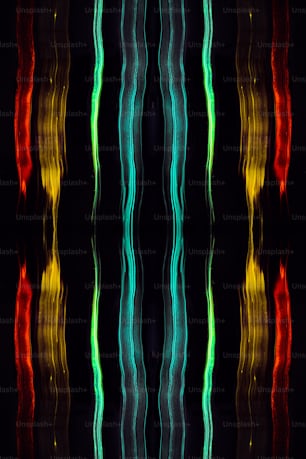 a black background with multicolored wavy lines