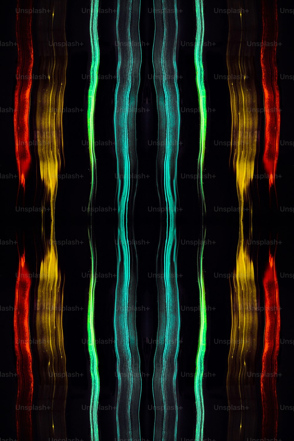 a black background with multicolored wavy lines