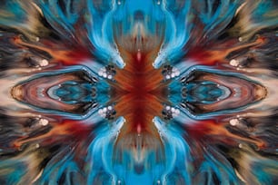 an abstract image of a blue and orange flower