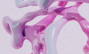 a close up of a pink and white object