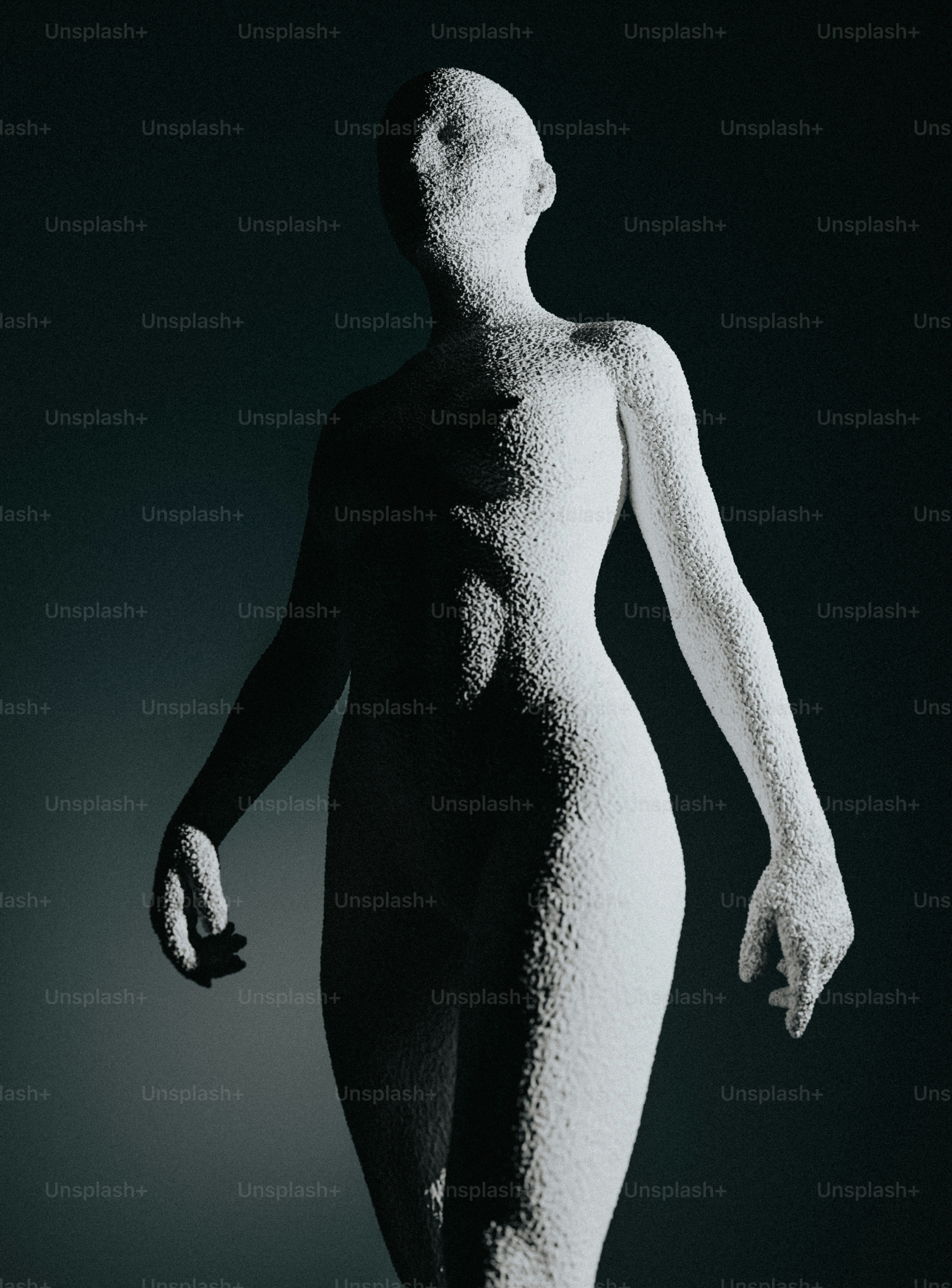 a black and white photo of a woman's body