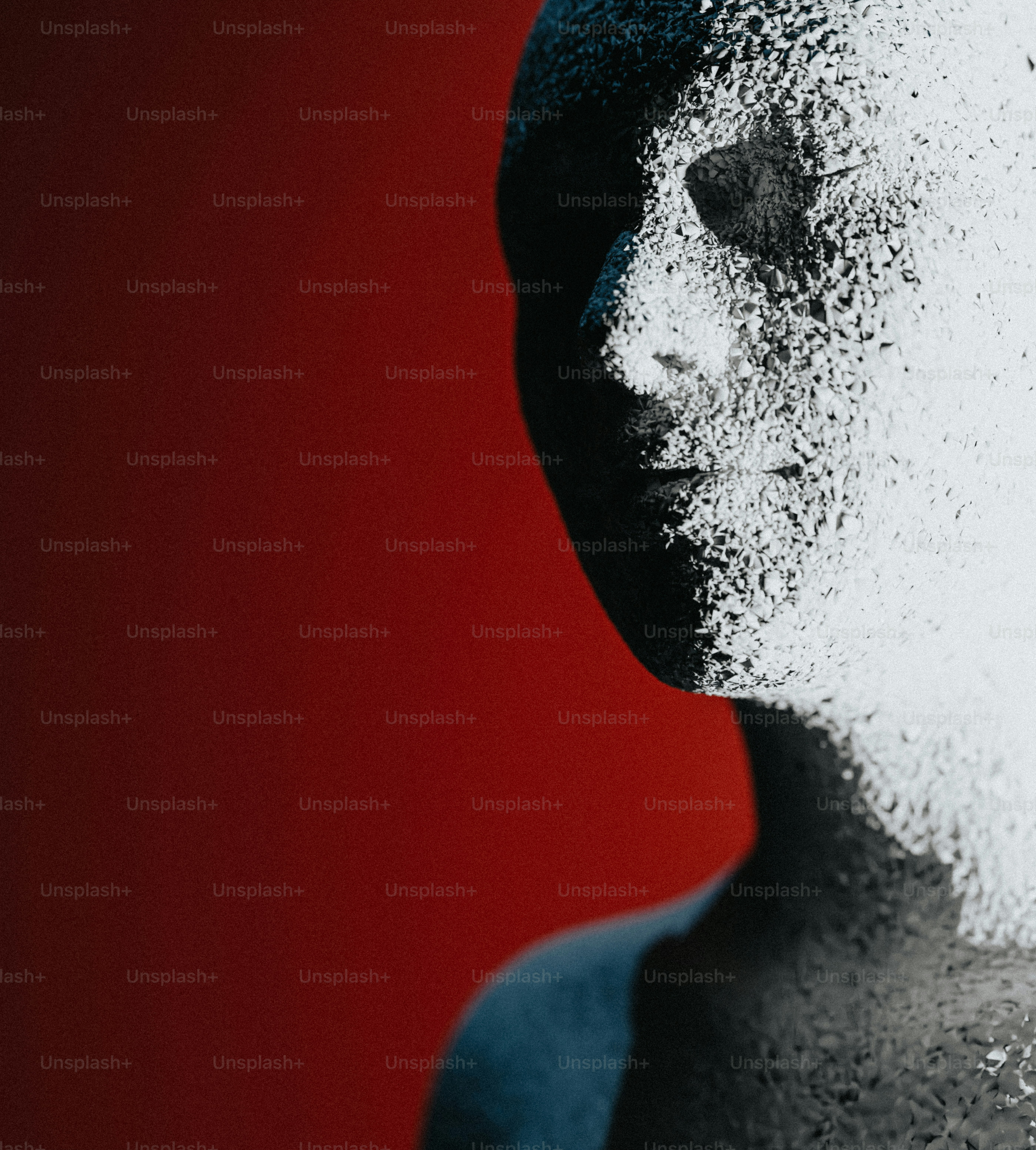 a woman's face is covered in white powder