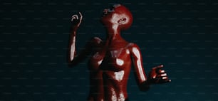 Eine Frau mit roter Farbe am Körper