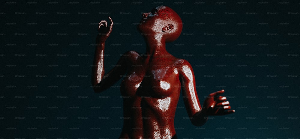 Una mujer con pintura roja en su cuerpo