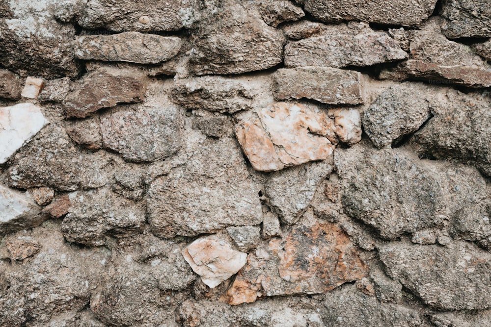 un gros plan d’un mur de pierre fait de rochers