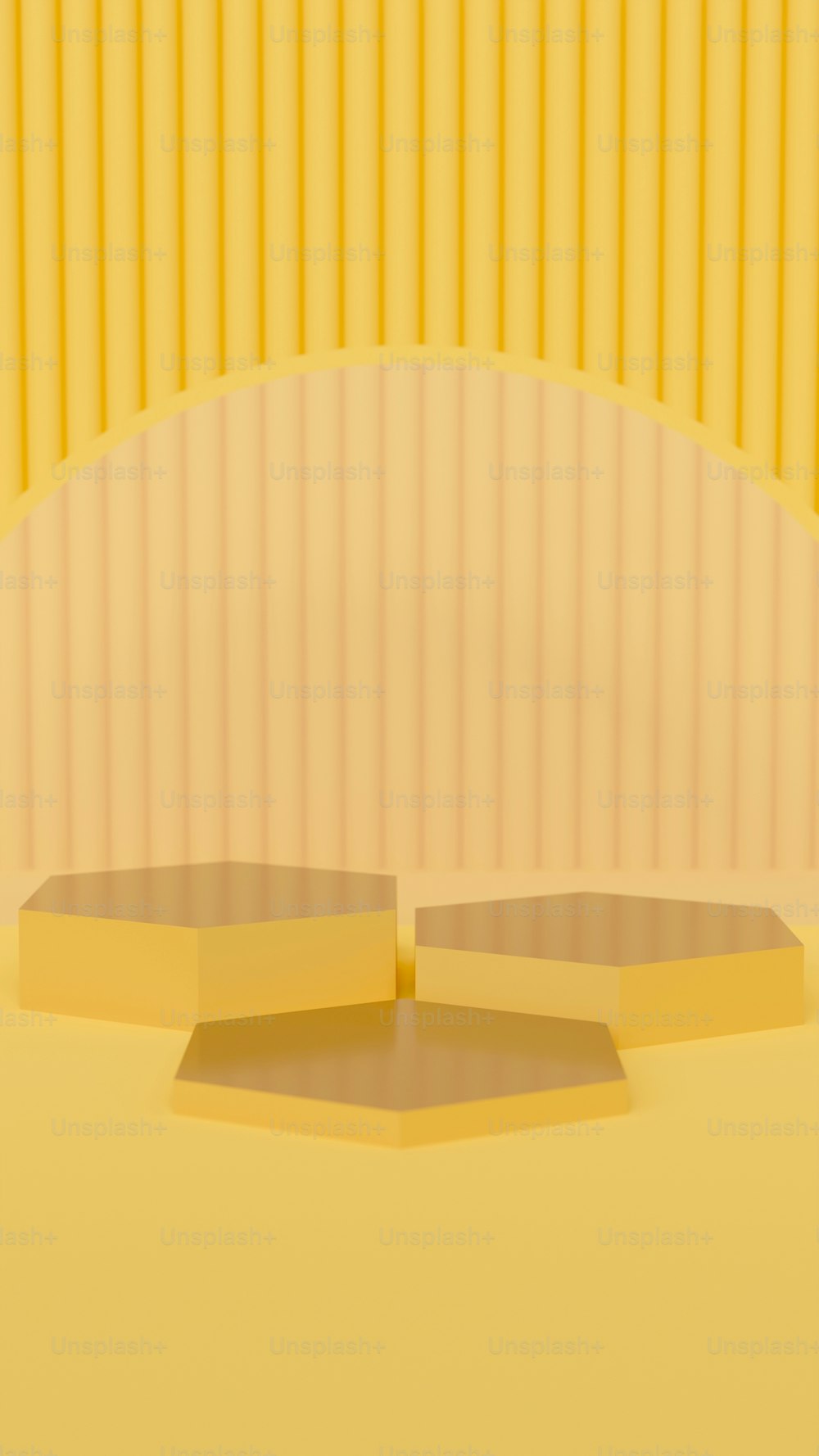 a yellow background with two pieces of yellow paper
