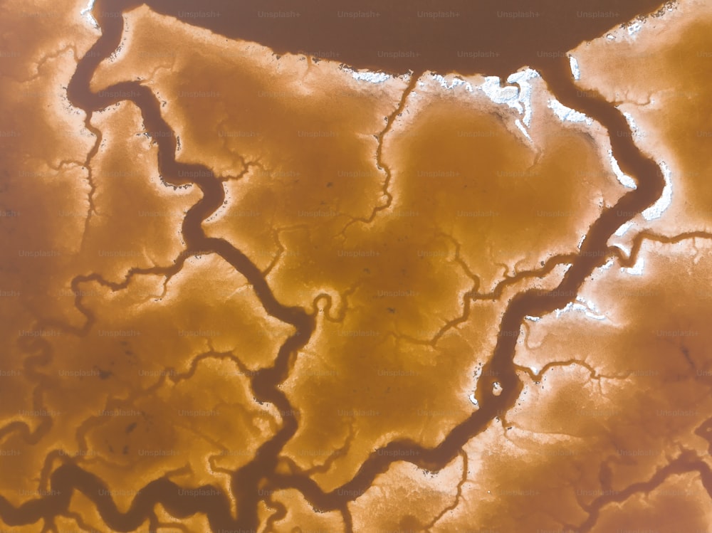 Un primer plano de un río que atraviesa un desierto