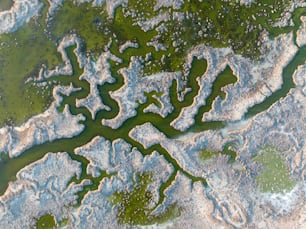 an aerial view of a body of water