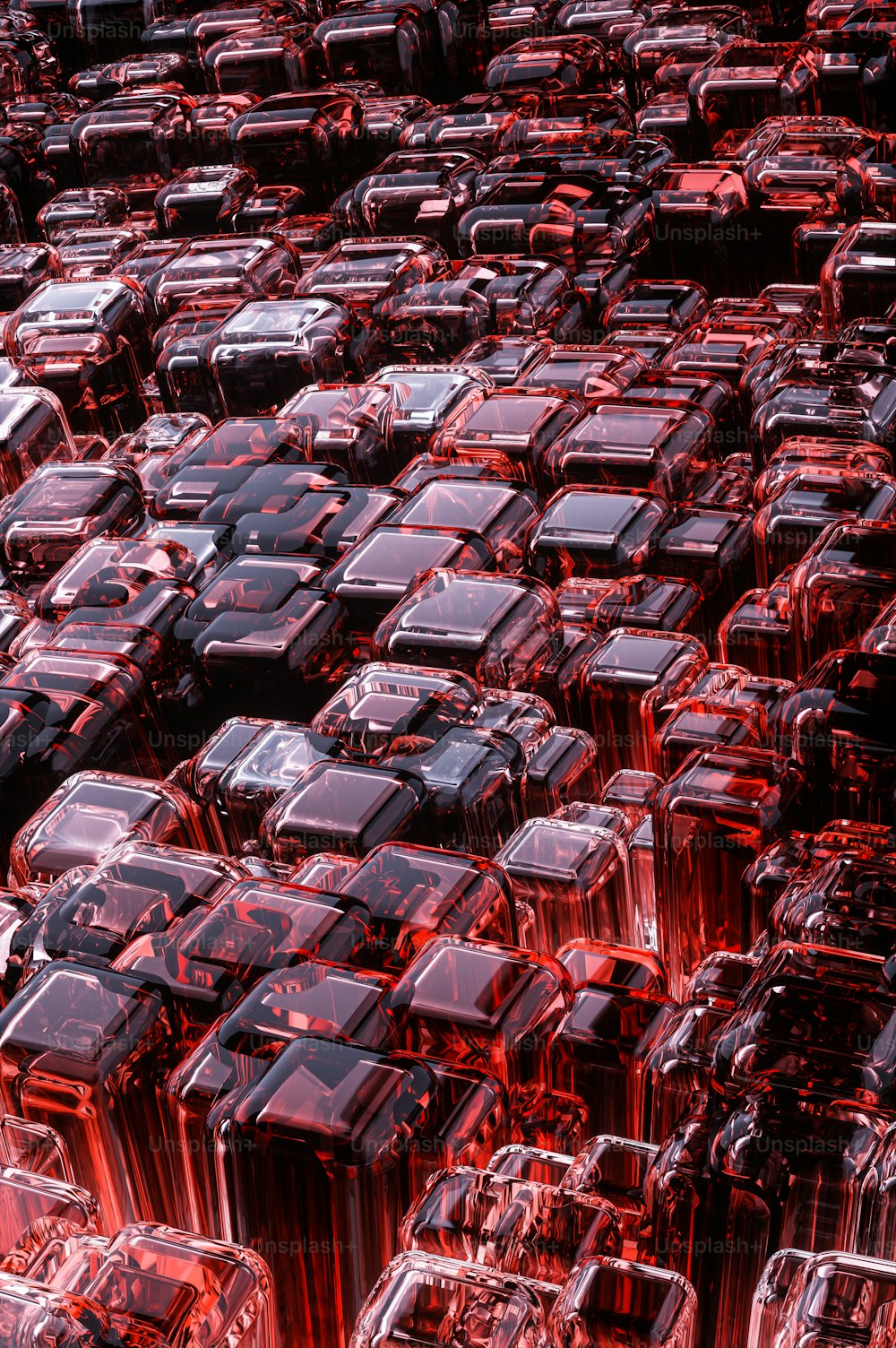 a large group of red and black objects