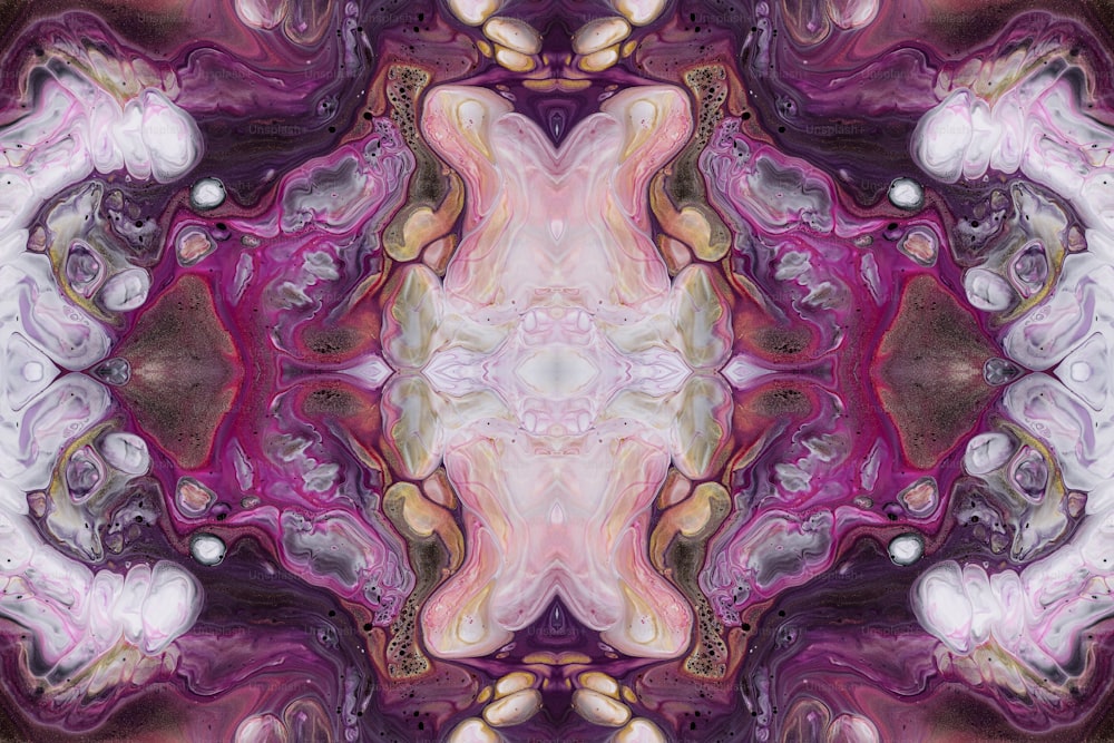 Ein abstraktes Bild einer rosa und violetten Blume