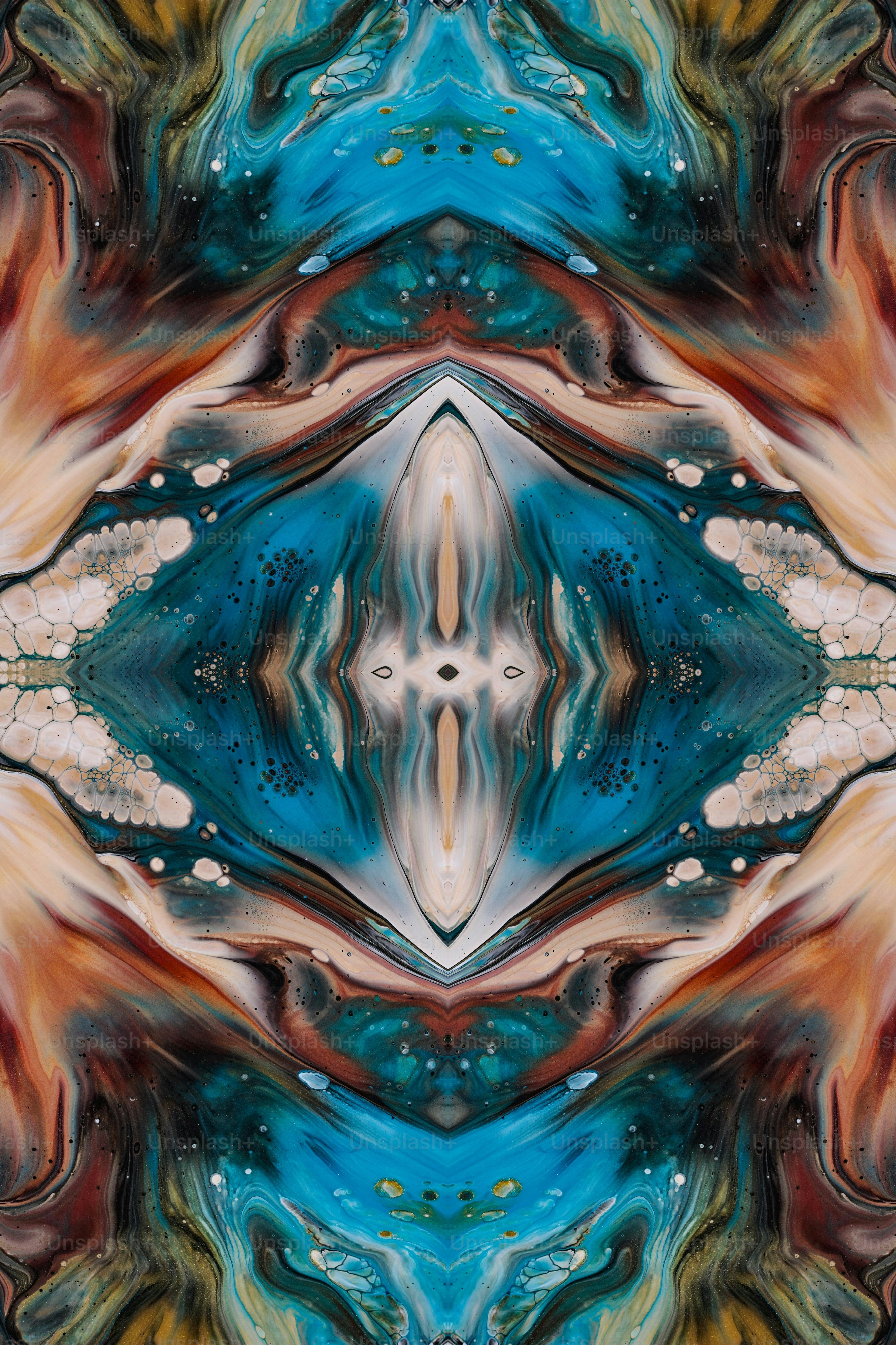 an abstract image of a blue and orange pattern