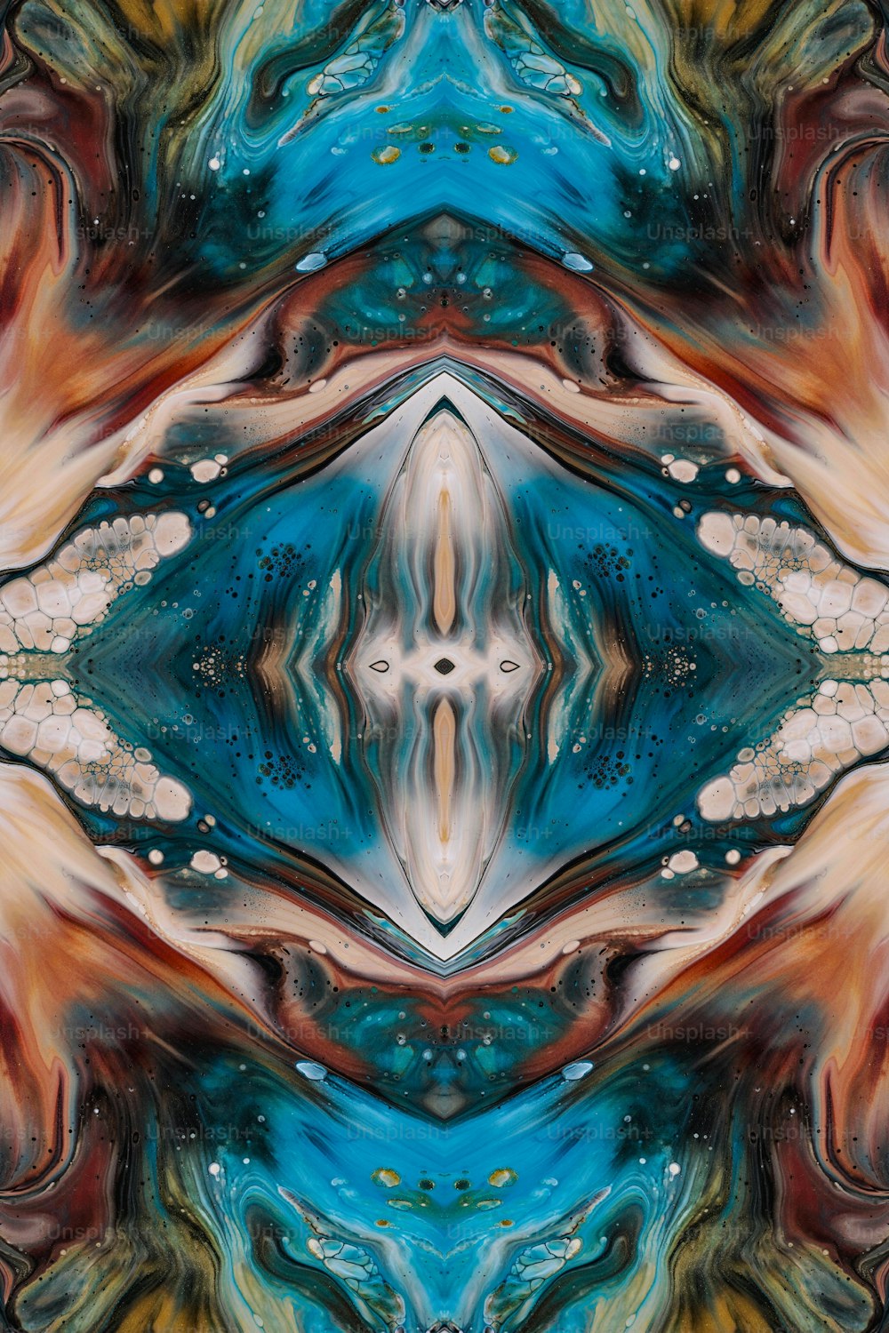 an abstract image of a blue and orange pattern