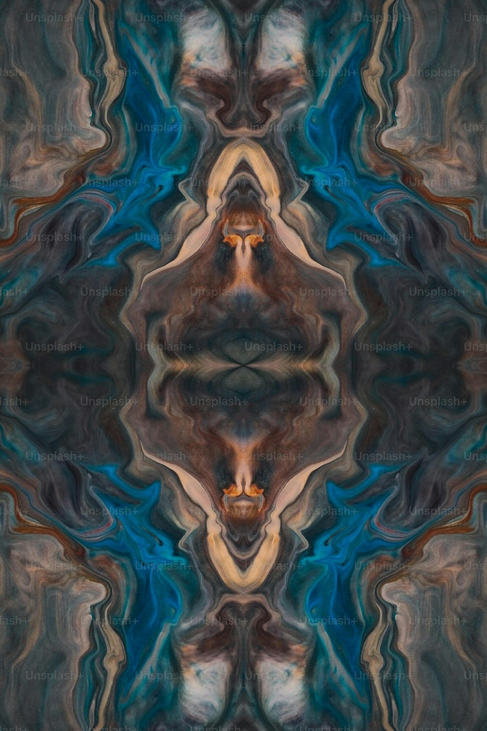 Ein abstraktes Bild eines blauen und braunen Musters