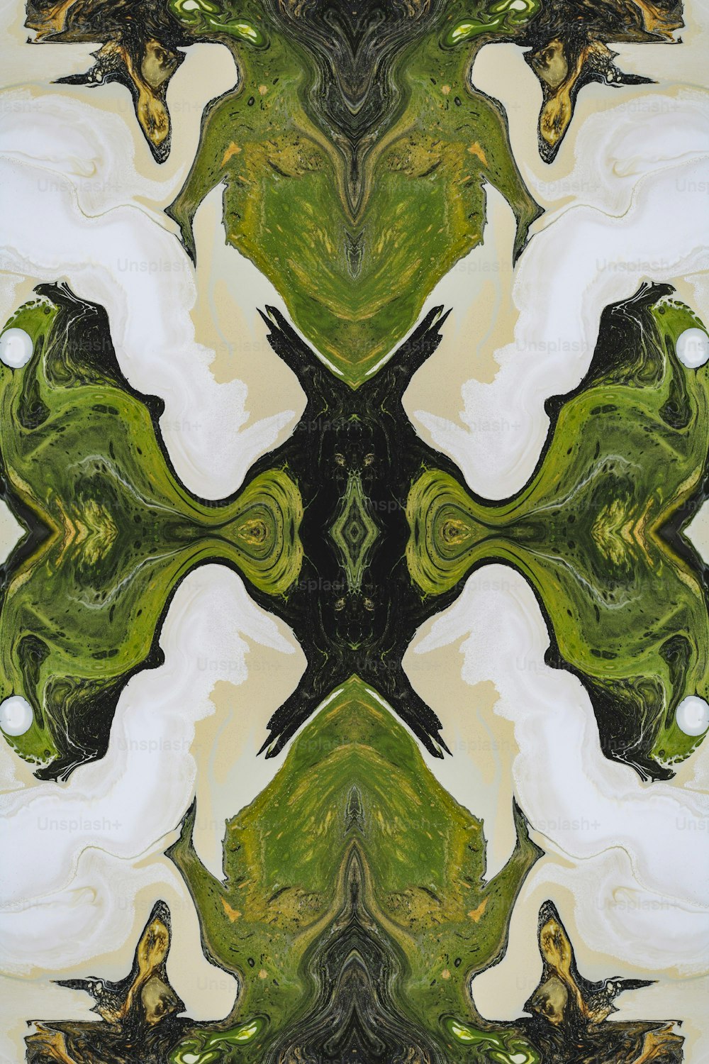 uma imagem de um design abstrato verde e branco