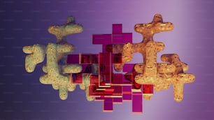 Una imagen abstracta de una cruz hecha de cubos