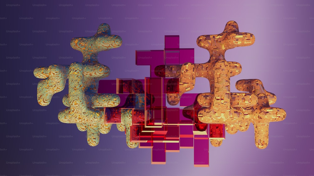 an abstract image of a cross made out of cubes