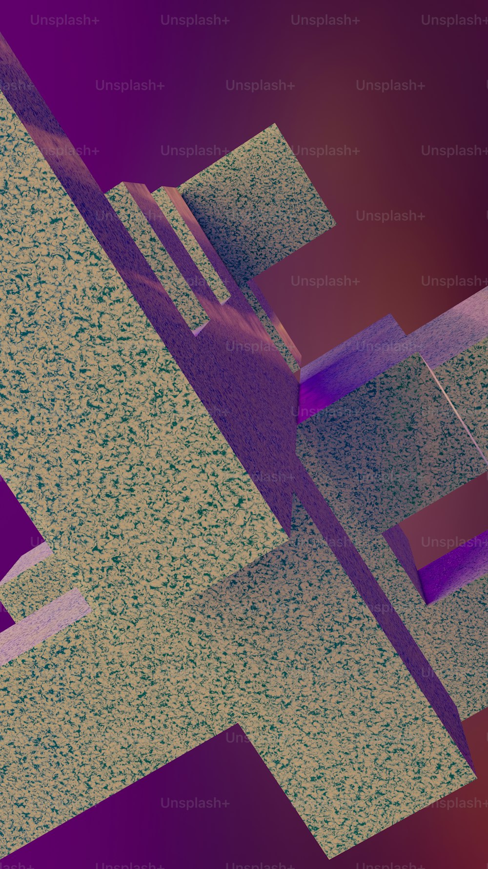 uma imagem abstrata de uma estrutura roxa e verde