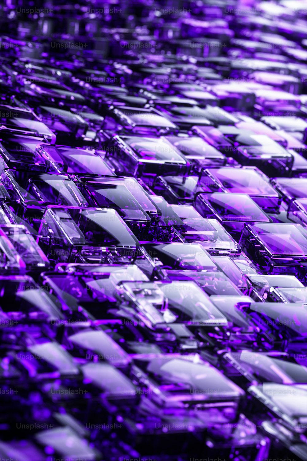 a lot of cars that are purple in color