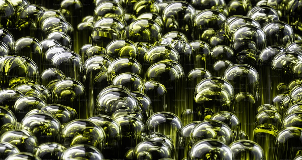 a large group of shiny glass balls
