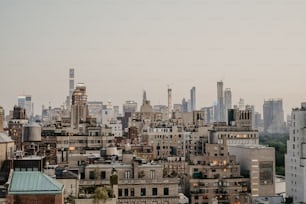 a view of a city with tall buildings