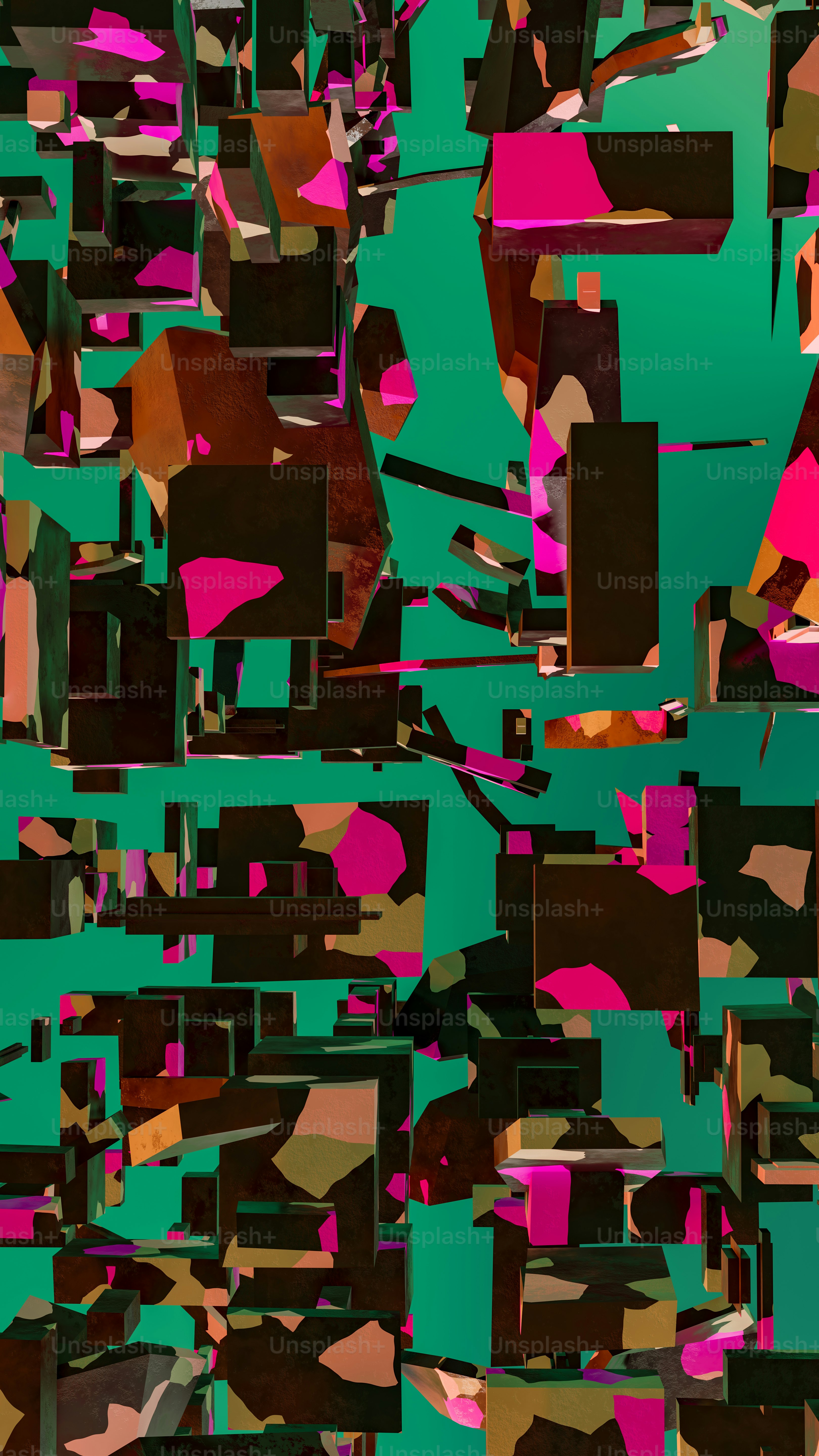an abstract painting of many different colors and shapes
