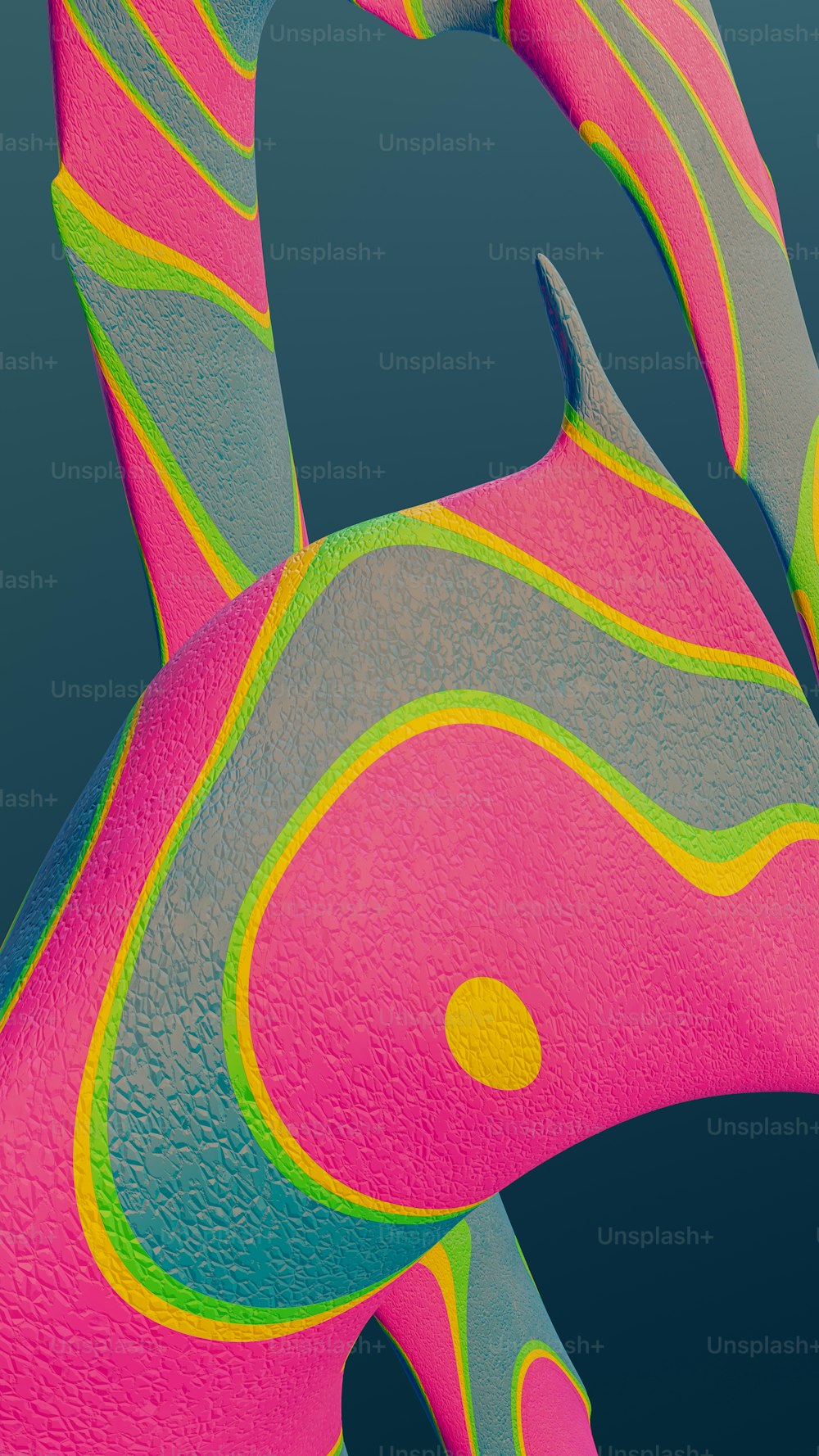 Un'immagine 3D di un animale rosa e blu