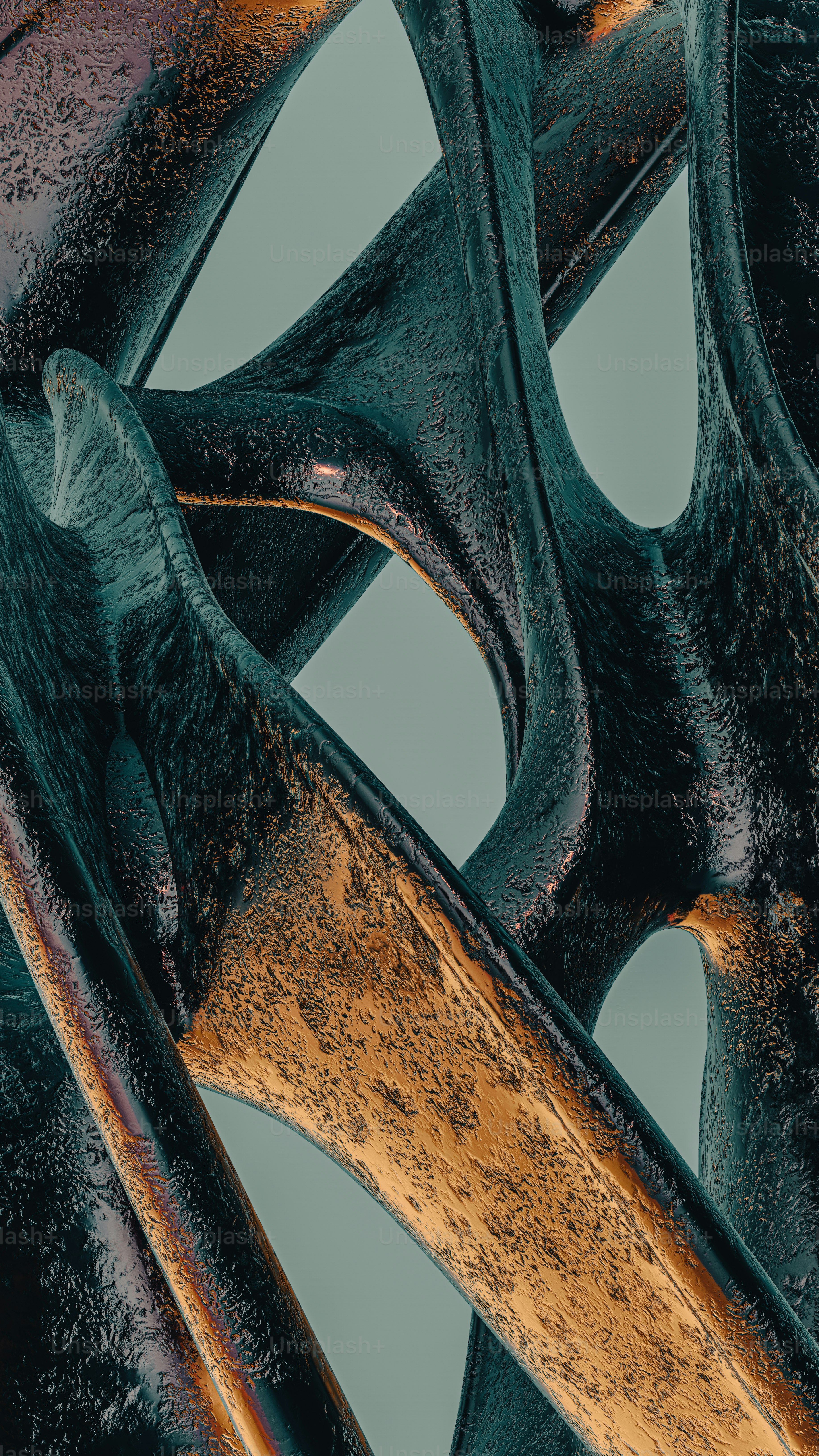 a close up of a metal sculpture with a wooden handle