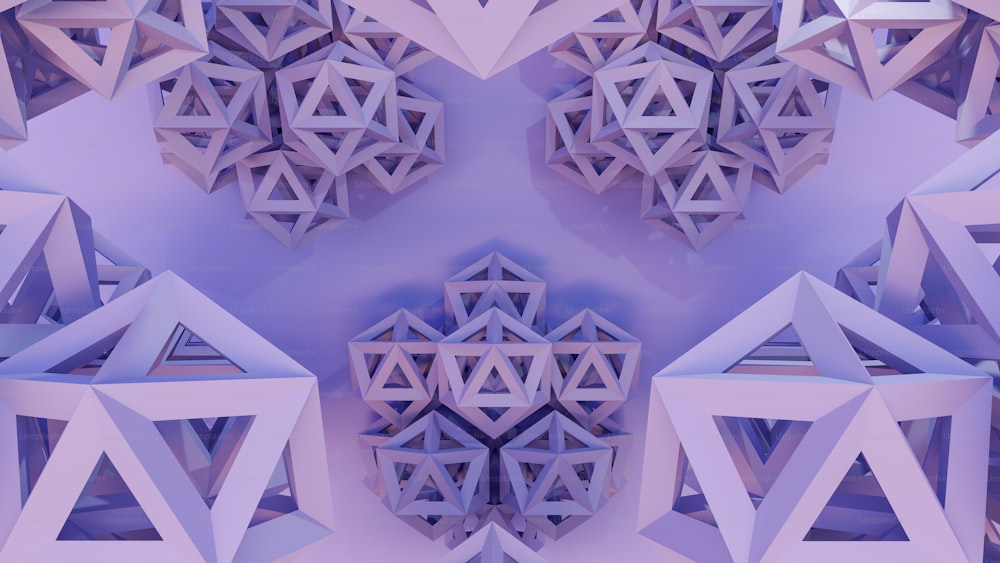 a bunch of different shapes on a purple background