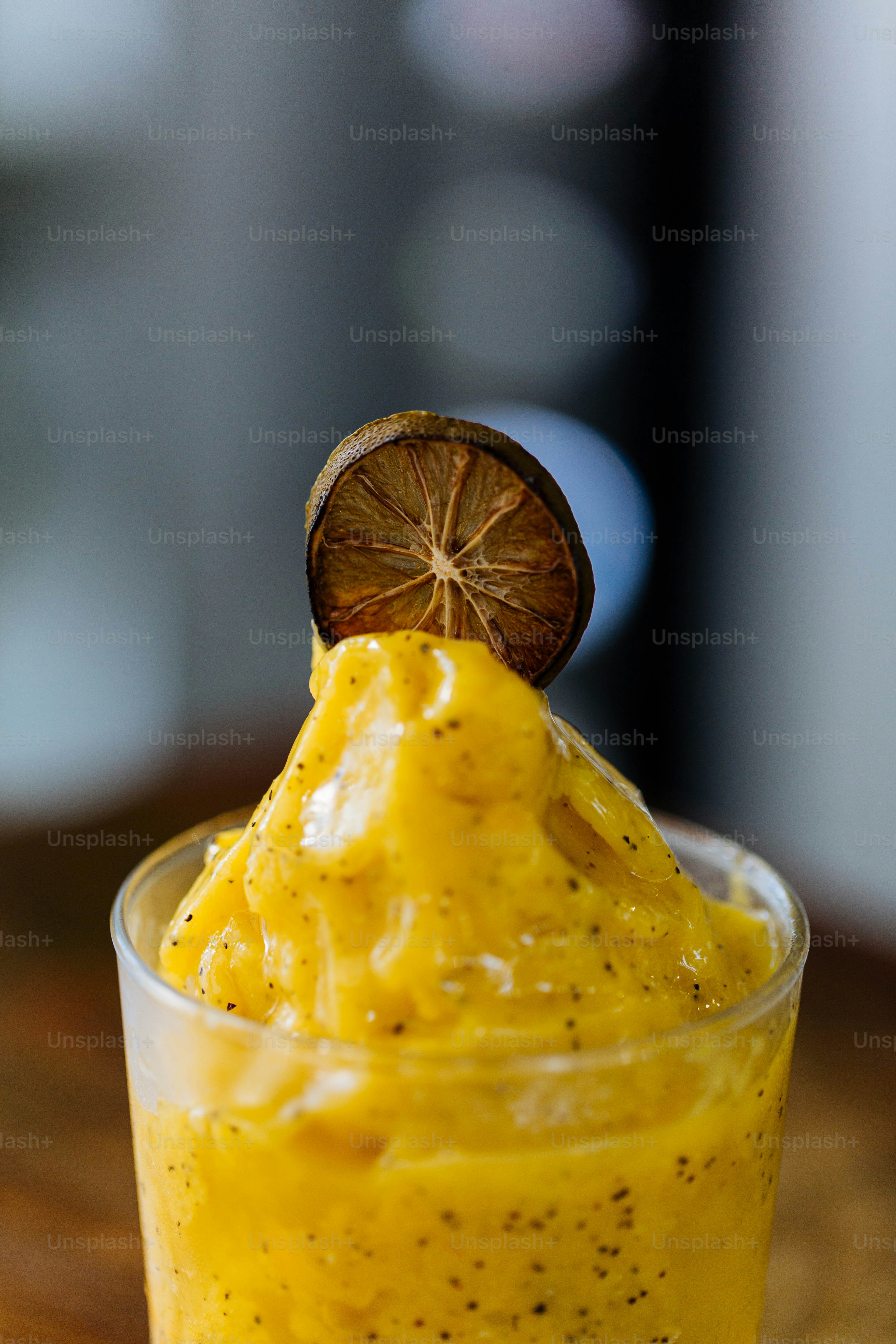 a small glass with some kind of food in it