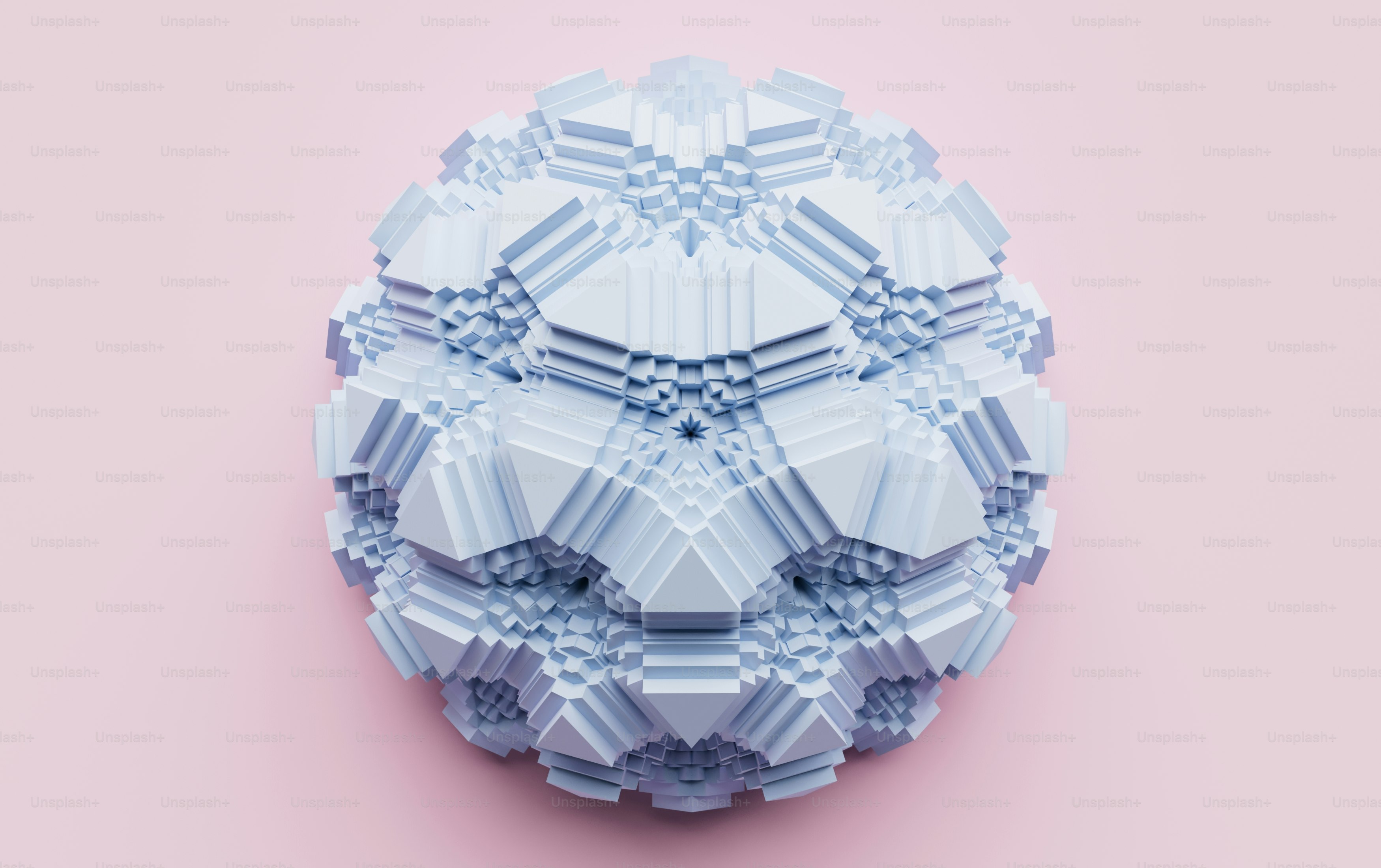 a large white object on a pink surface