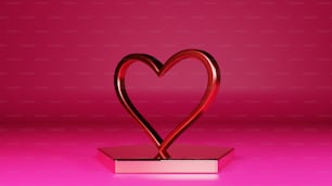 un oggetto rosso a forma di cuore su uno sfondo rosa