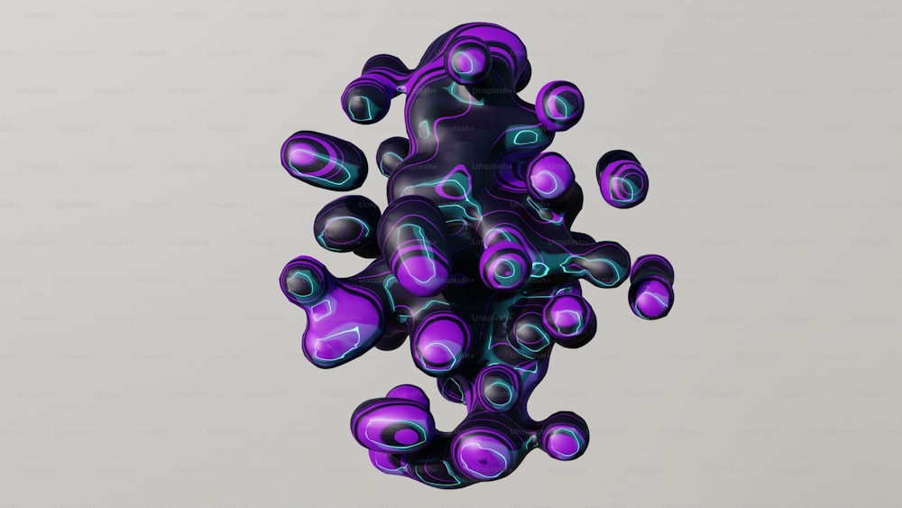 Ein violett-blaues Objekt schwebt in der Luft