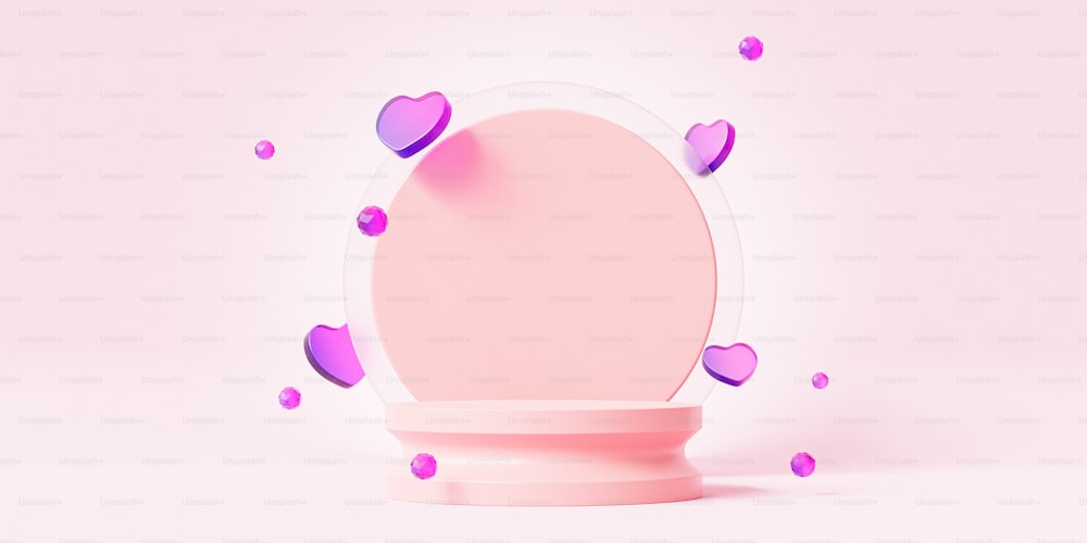 Eine rosa Toilette mit Herzen, die herauskommen