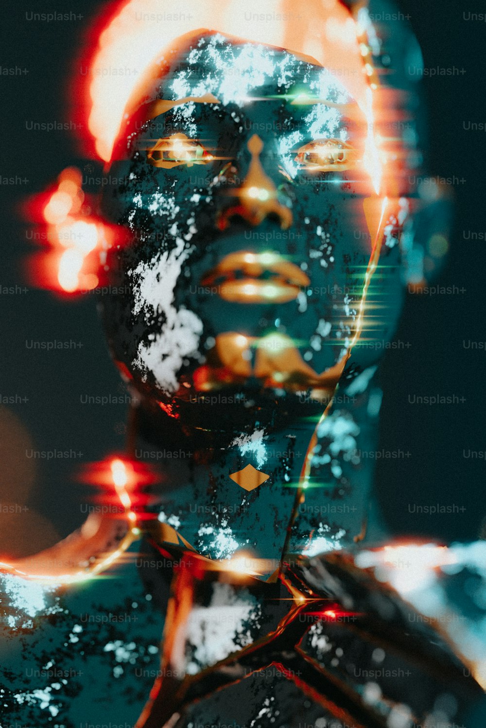a digital image of a man's face and body