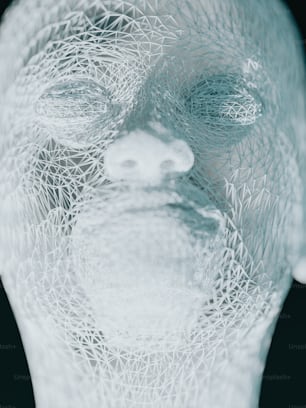 a close up of a person's face made of wire
