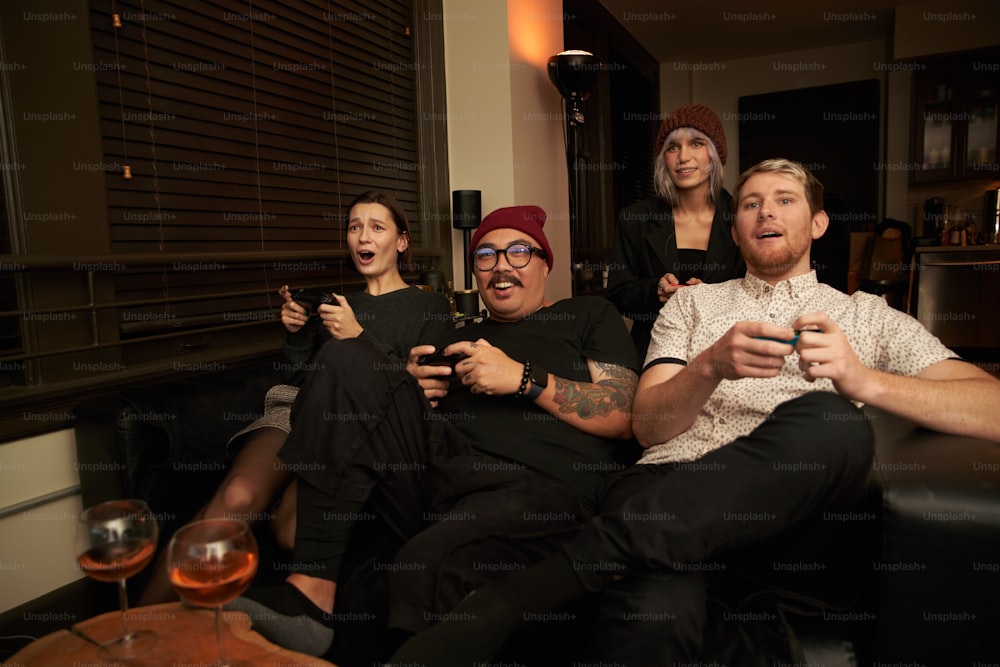 a group of people that are sitting on a couch