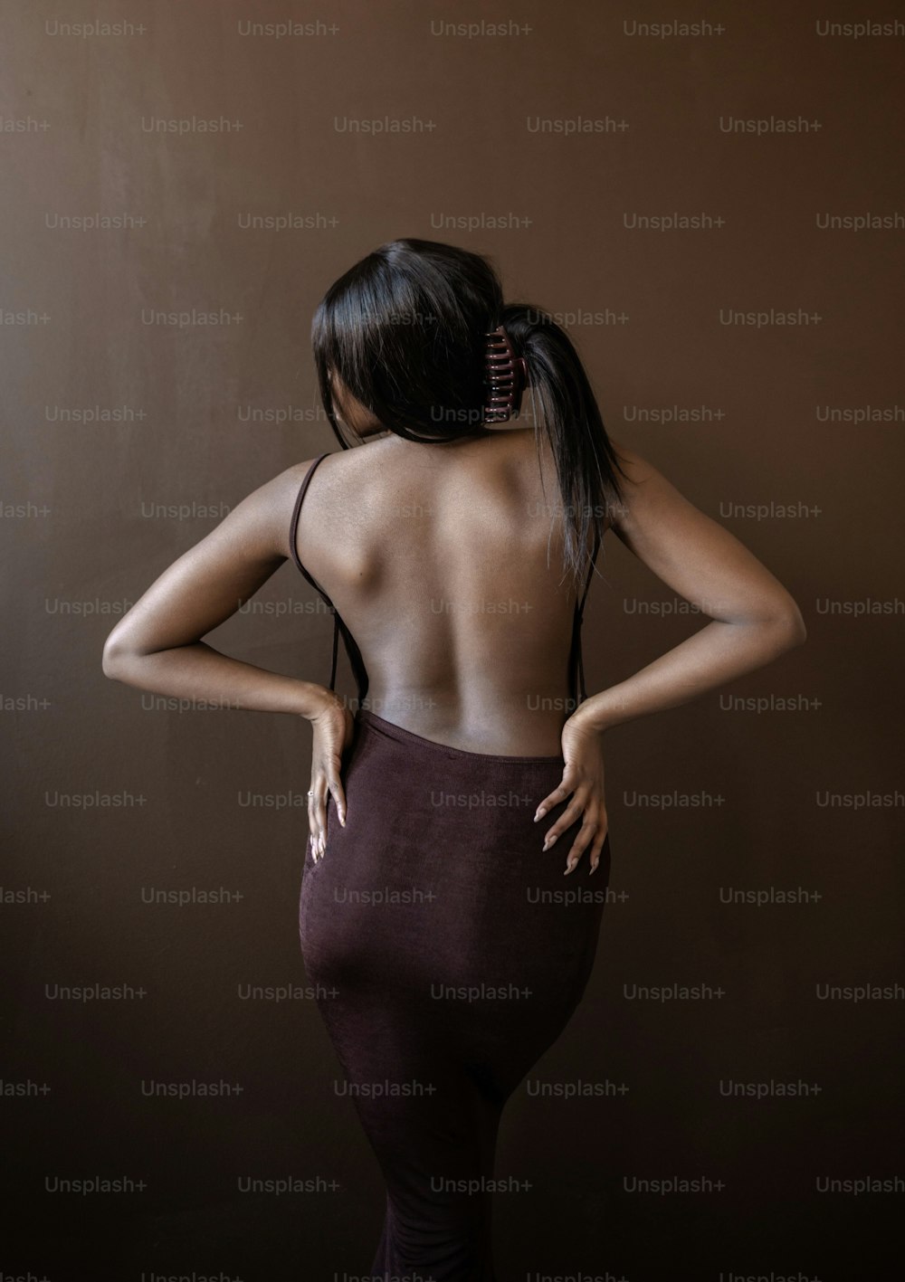 a woman with her back to the camera