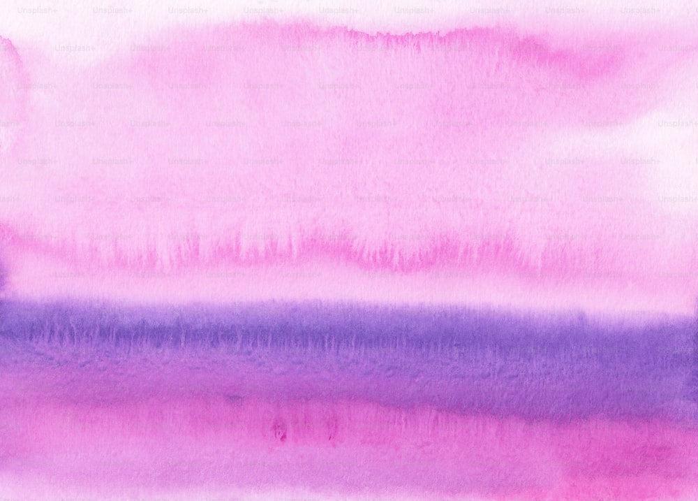 a watercolor painting of a pink and purple sky