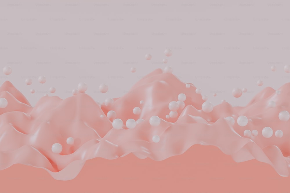 a pink background with a lot of bubbles