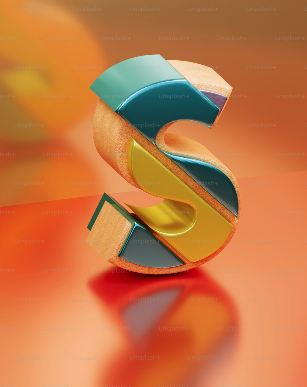 Un'immagine 3D della lettera S su un tavolo
