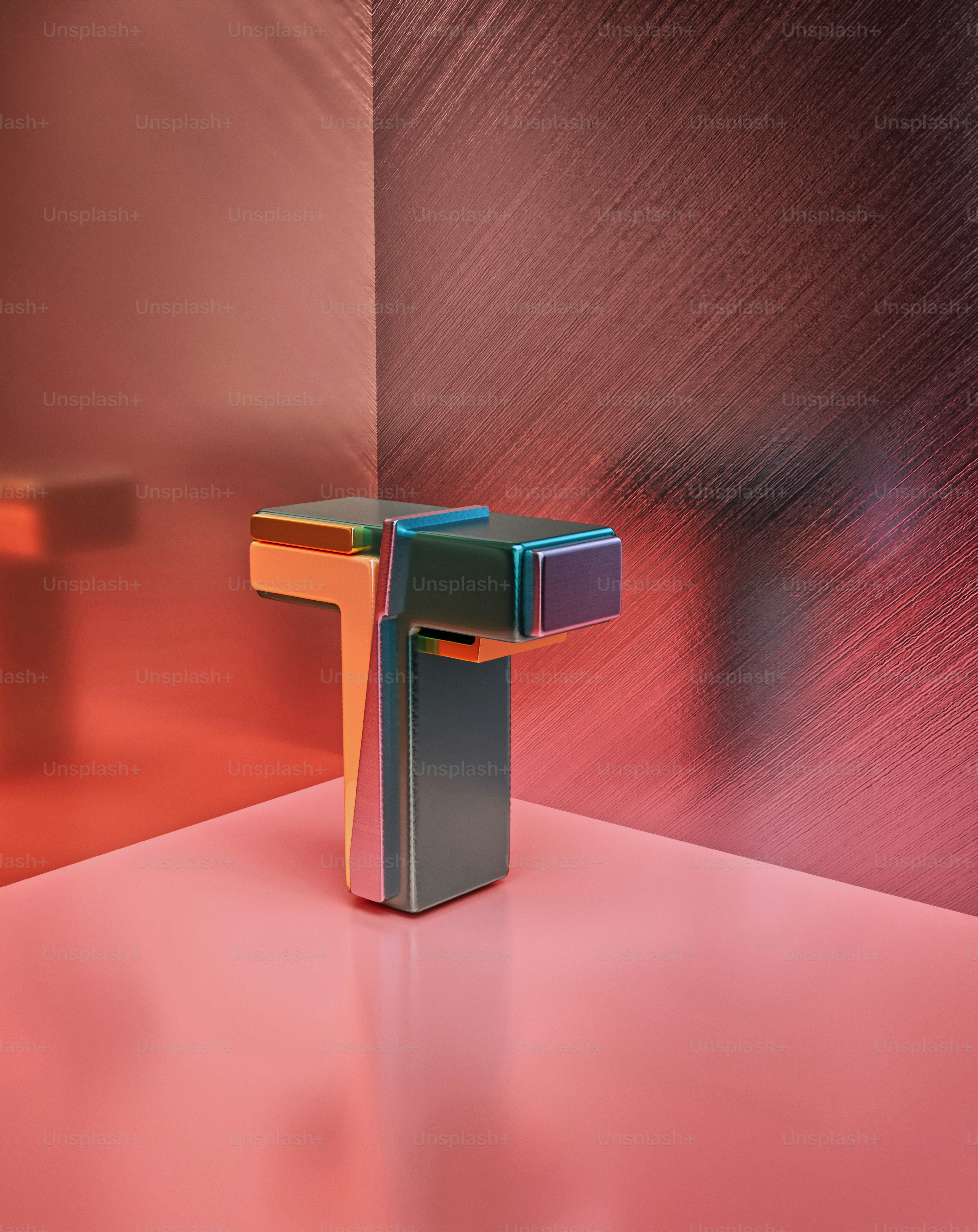 a colorful object sitting on top of a pink floor