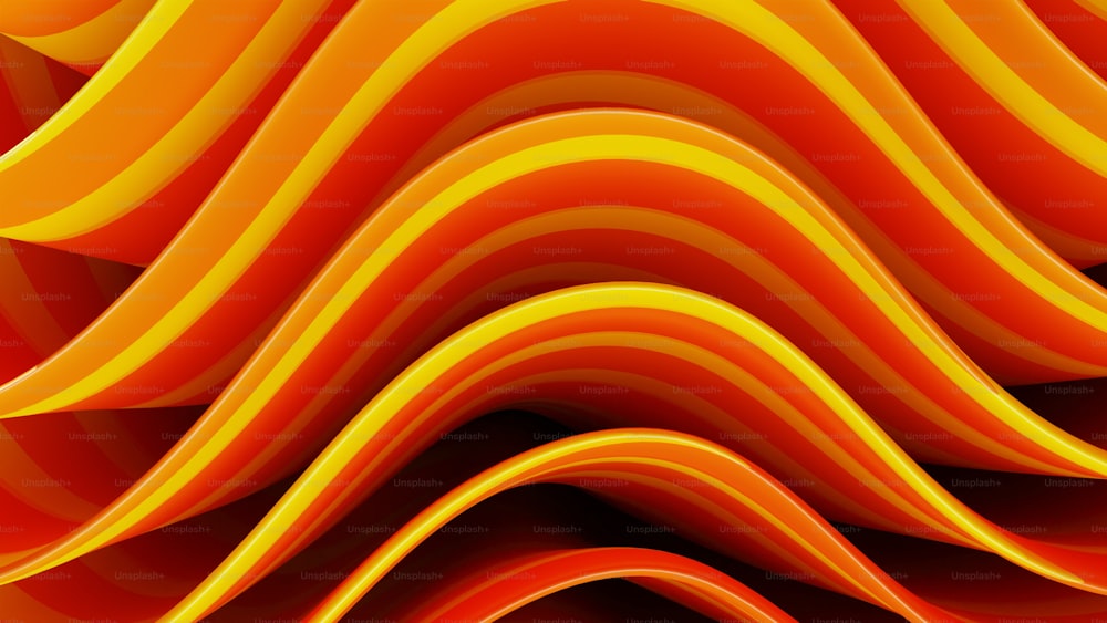 Un fond abstrait orange et jaune avec des lignes ondulées