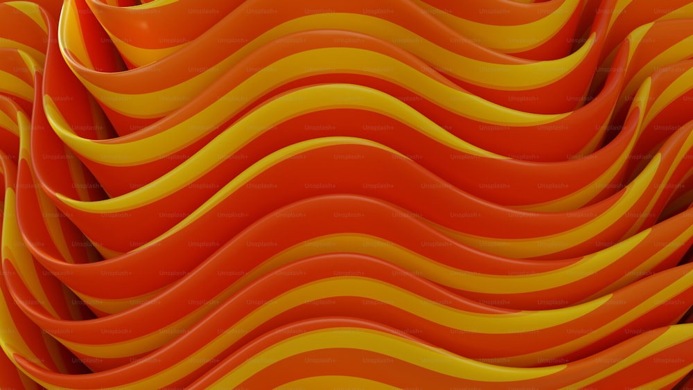 an orange and yellow background with wavy lines