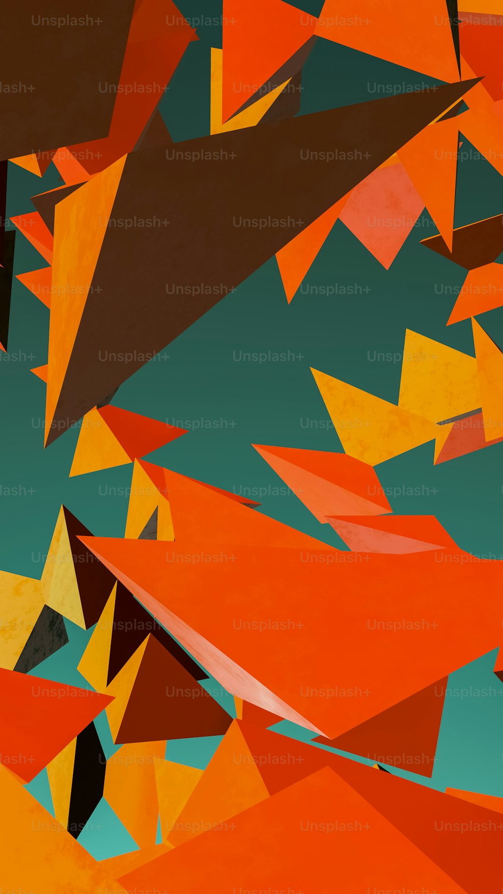 an abstract painting of orange and brown shapes