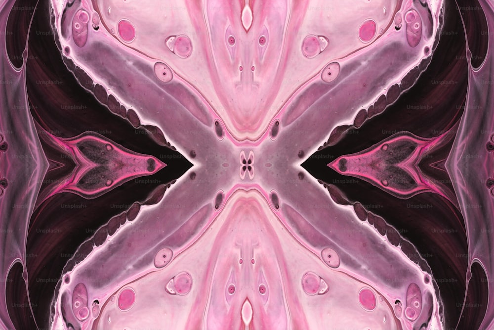 a pink and black abstract art piece